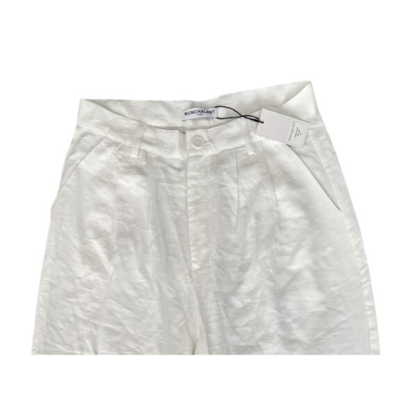 Nonchalant Label Fabi Pleated Front High Rise Wide Leg Pants White Size XL NEW - Picture 4 of 15